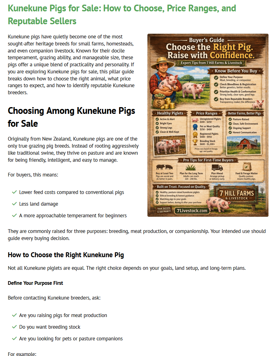 7Livestock Kunekune buying guide with original infographic